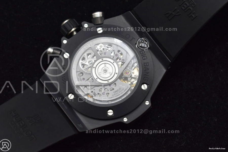A Strap 1:1 Unico Hublot 893 Rubber on Bang Dial ZF Black BestValue Edition Best Black Full Skeleton Big 0712
